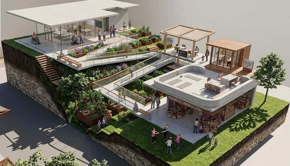 Centro urbano en ciudad