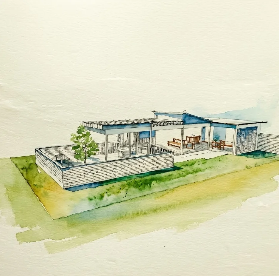 Cafetería en acuarela