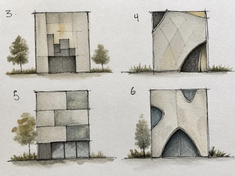 Exploración de fachadas en acuarela
